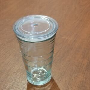Starbucks Clear Glass 16 oz Tumbler with Lid  Made in Spain